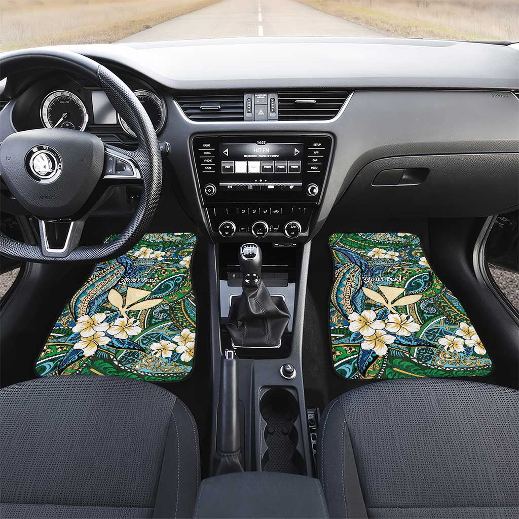Personalised Hawaii Tribal Humpback Whale Car Mats Omaomao Hibiscus Seamless Pattern