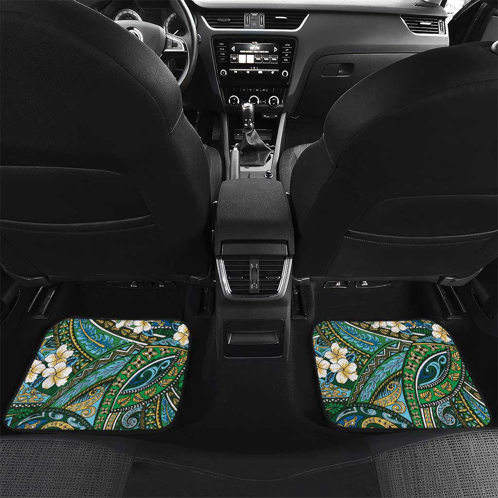 Personalised Hawaii Tribal Humpback Whale Car Mats Omaomao Hibiscus Seamless Pattern