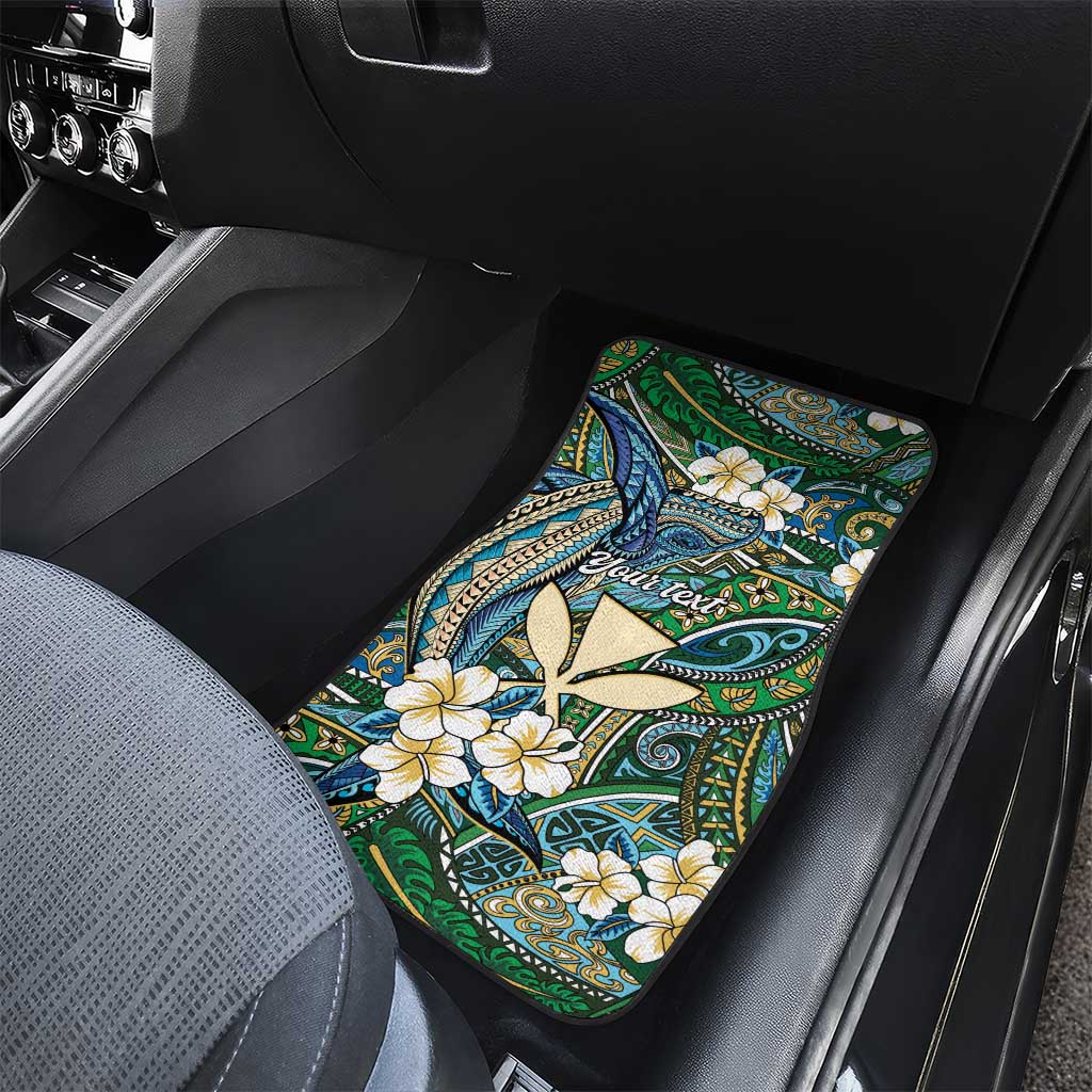 Personalised Hawaii Tribal Humpback Whale Car Mats Omaomao Hibiscus Seamless Pattern