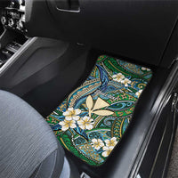 Personalised Hawaii Tribal Humpback Whale Car Mats Omaomao Hibiscus Seamless Pattern