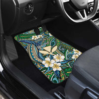 Personalised Hawaii Tribal Humpback Whale Car Mats Omaomao Hibiscus Seamless Pattern