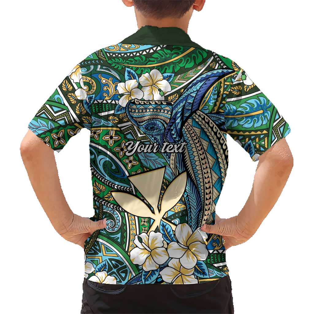 Personalised Hawaii Tribal Humpback Whale Family Matching Off Shoulder Maxi Dress and Hawaiian Shirt Omaomao Hibiscus Seamless Pattern