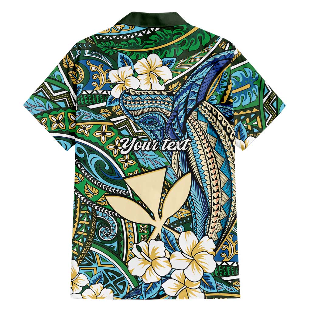 Personalised Hawaii Tribal Humpback Whale Family Matching Off Shoulder Maxi Dress and Hawaiian Shirt Omaomao Hibiscus Seamless Pattern