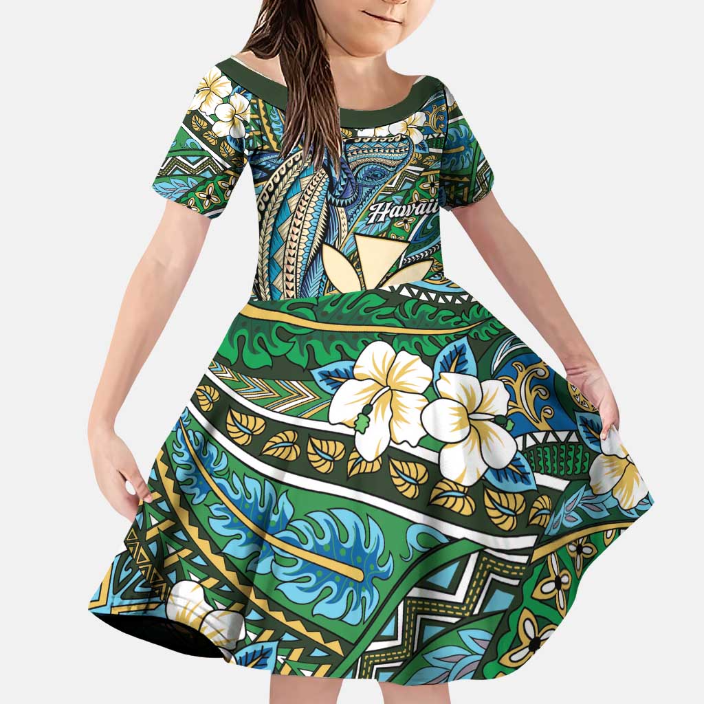 Personalised Hawaii Tribal Humpback Whale Family Matching Tank Maxi Dress and Hawaiian Shirt Omaomao Hibiscus Seamless Pattern