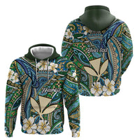 Personalised Hawaii Tribal Humpback Whale Hoodie Omaomao Hibiscus Seamless Pattern