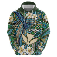 Personalised Hawaii Tribal Humpback Whale Hoodie Omaomao Hibiscus Seamless Pattern