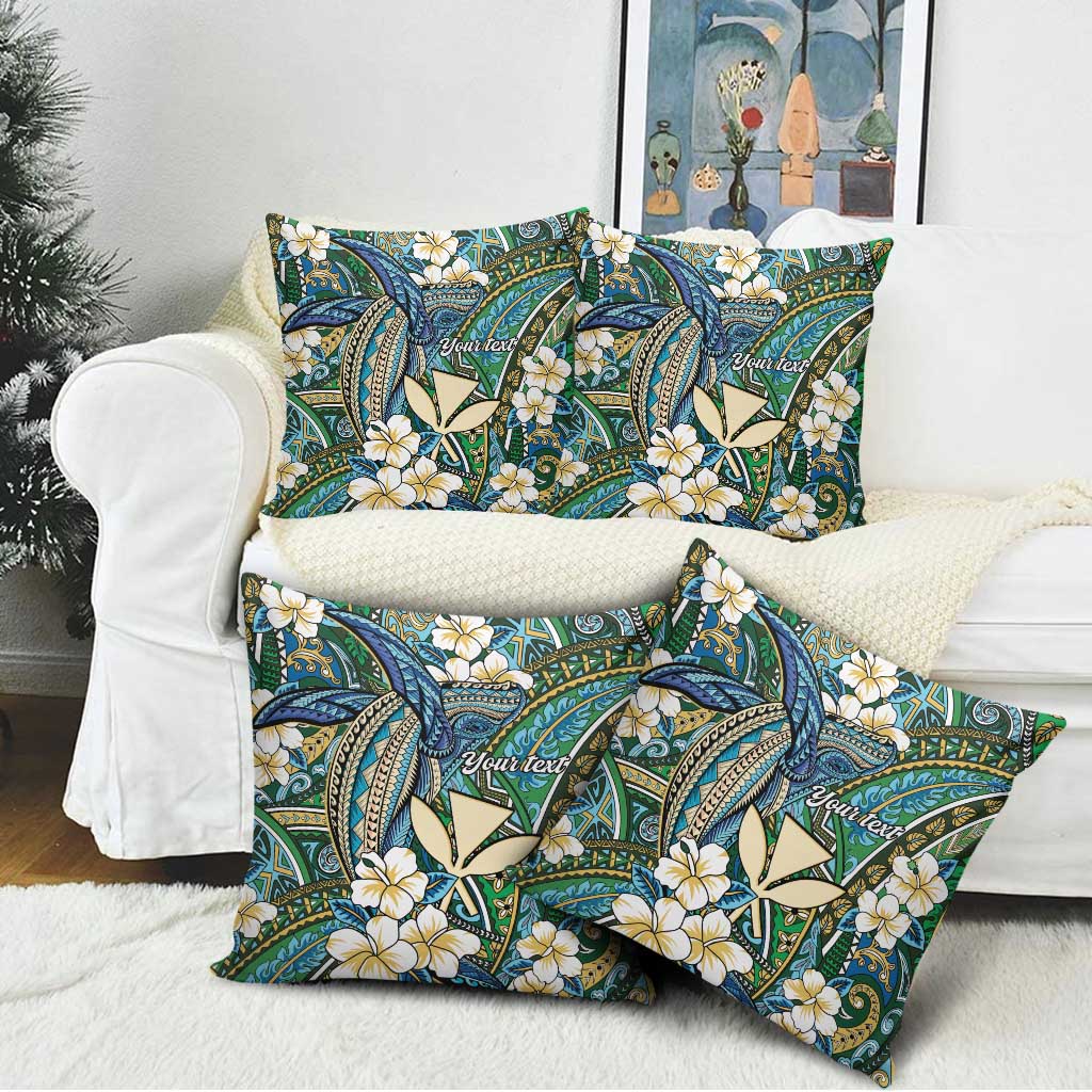 Personalised Hawaii Tribal Humpback Whale Pillow Cover Omaomao Hibiscus Seamless Pattern