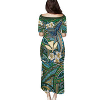 Personalised Hawaii Tribal Humpback Whale Puletasi Omaomao Hibiscus Seamless Pattern