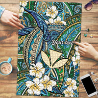 Personalised Hawaii Tribal Humpback Whale Puzzle Omaomao Hibiscus Seamless Pattern