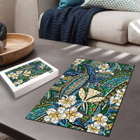 Personalised Hawaii Tribal Humpback Whale Puzzle Omaomao Hibiscus Seamless Pattern