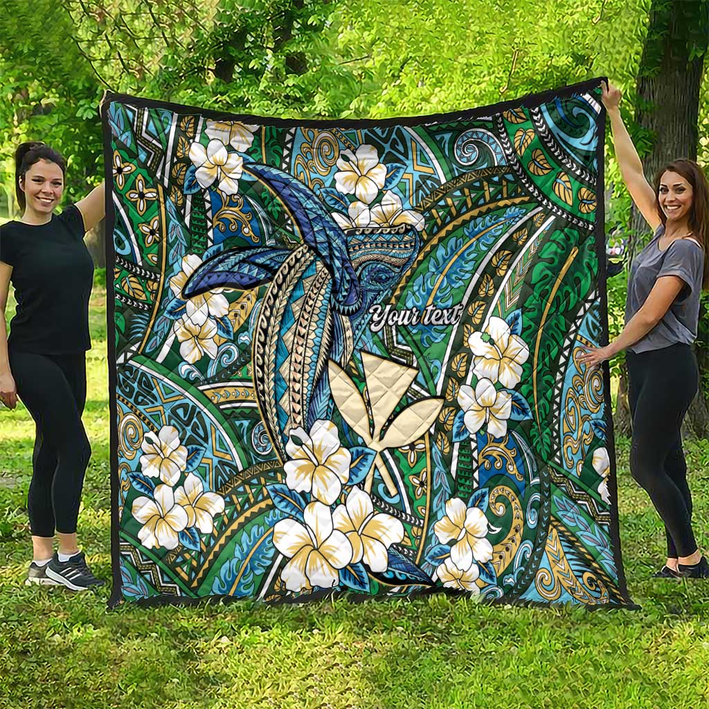 Personalised Hawaii Tribal Humpback Whale Quilt Omaomao Hibiscus Seamless Pattern