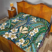 Personalised Hawaii Tribal Humpback Whale Quilt Omaomao Hibiscus Seamless Pattern