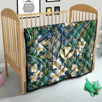 Personalised Hawaii Tribal Humpback Whale Quilt Omaomao Hibiscus Seamless Pattern