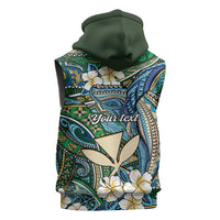 Personalised Hawaii Tribal Humpback Whale Sleeveless Hoodie Omaomao Hibiscus Seamless Pattern LT9 - Polynesian Pride