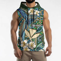 Personalised Hawaii Tribal Humpback Whale Sleeveless Hoodie Omaomao Hibiscus Seamless Pattern LT9 - Polynesian Pride