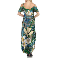 Personalised Hawaii Tribal Humpback Whale Summer Maxi Dress Omaomao Hibiscus Seamless Pattern
