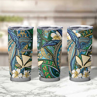 Personalised Hawaii Tribal Humpback Whale Tumbler Cup Omaomao Hibiscus Seamless Pattern