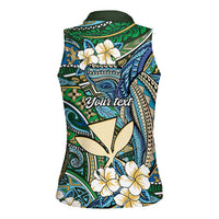 Personalised Hawaii Tribal Humpback Whale Women Sleeveless Polo Shirt Omaomao Hibiscus Seamless Pattern LT9 - Polynesian Pride