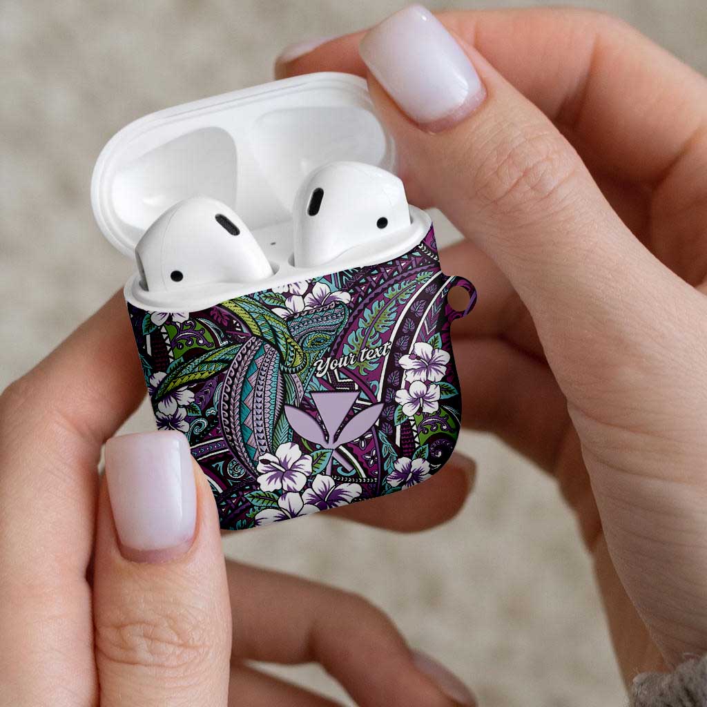 Personalised Hawaii Tribal Humpback Whale AirPods Case Poni Hibiscus Seamless Pattern