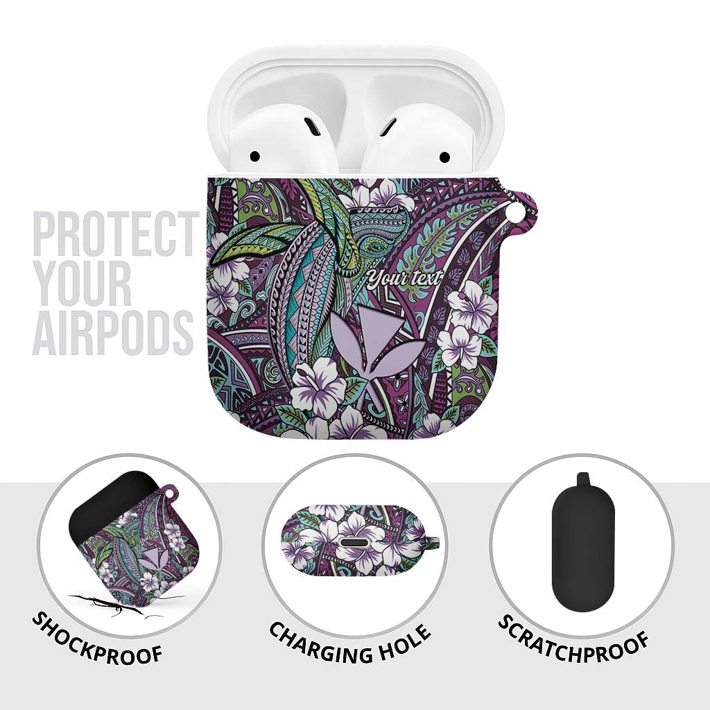 Personalised Hawaii Tribal Humpback Whale AirPods Case Poni Hibiscus Seamless Pattern