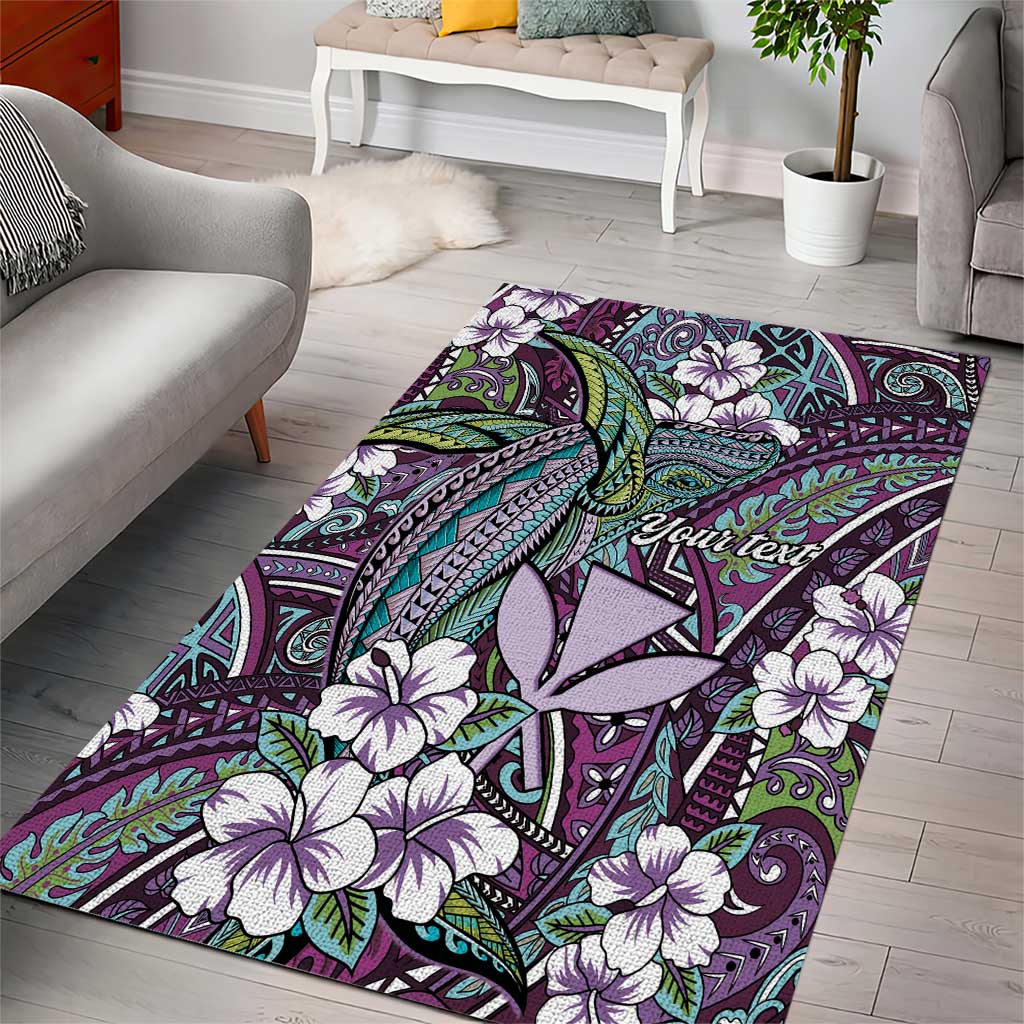 Personalised Hawaii Tribal Humpback Whale Area Rug Poni Hibiscus Seamless Pattern LT9 - Polynesian Pride