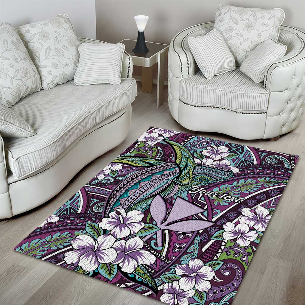 Personalised Hawaii Tribal Humpback Whale Area Rug Poni Hibiscus Seamless Pattern LT9 - Polynesian Pride
