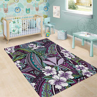 Personalised Hawaii Tribal Humpback Whale Area Rug Poni Hibiscus Seamless Pattern LT9 - Polynesian Pride