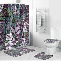 Personalised Hawaii Tribal Humpback Whale Bathroom Set Poni Hibiscus Seamless Pattern