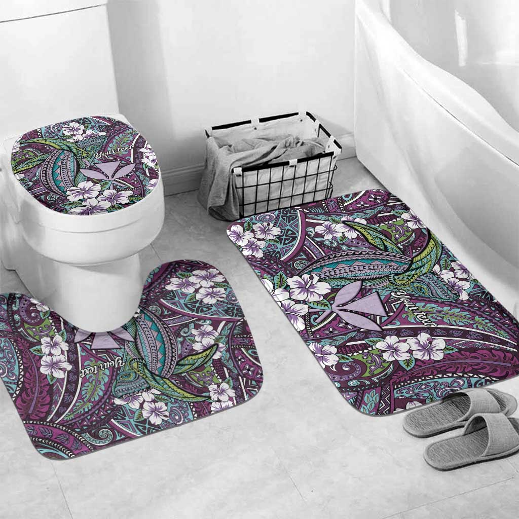 Personalised Hawaii Tribal Humpback Whale Bathroom Set Poni Hibiscus Seamless Pattern