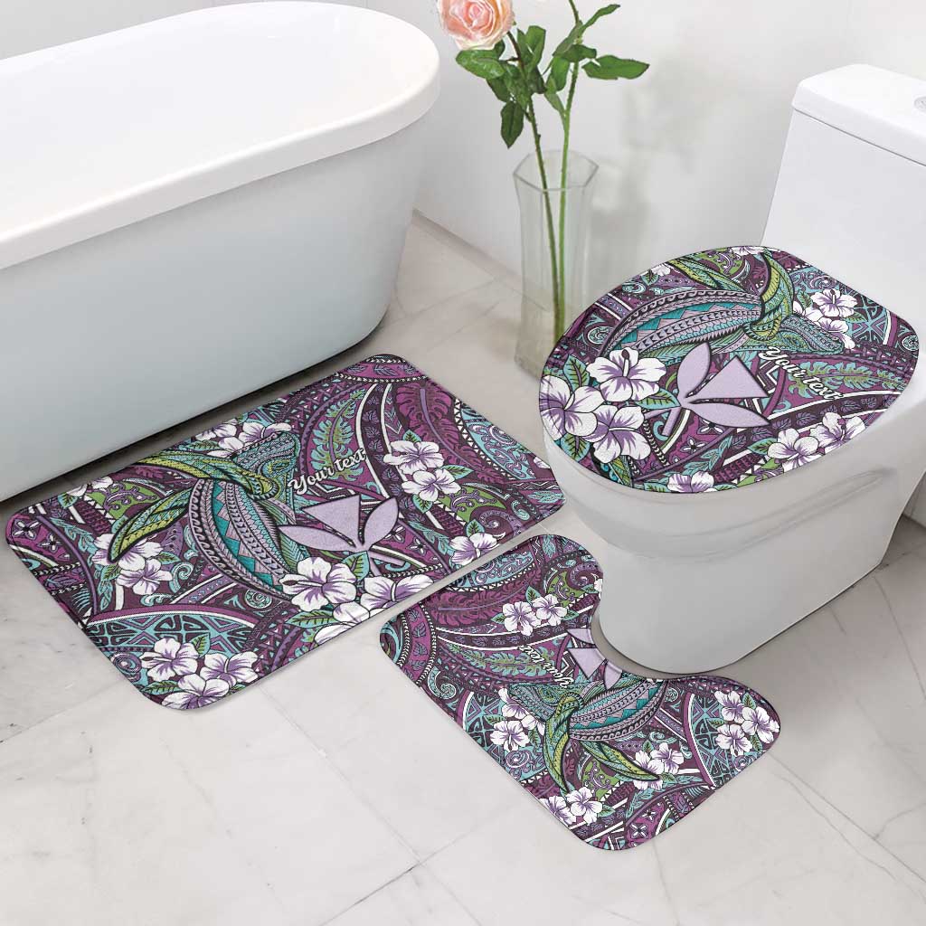 Personalised Hawaii Tribal Humpback Whale Bathroom Set Poni Hibiscus Seamless Pattern