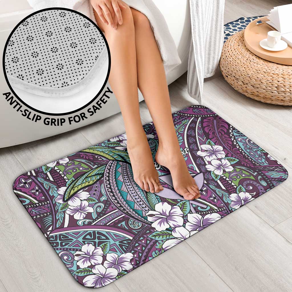 Personalised Hawaii Tribal Humpback Whale Bathroom Set Poni Hibiscus Seamless Pattern