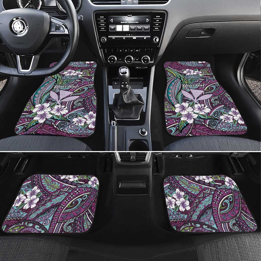 Personalised Hawaii Tribal Humpback Whale Car Mats Poni Hibiscus Seamless Pattern