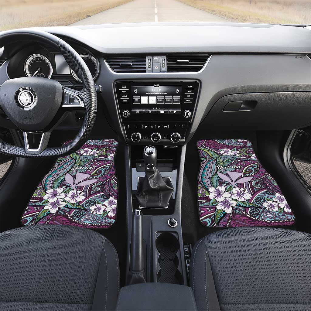 Personalised Hawaii Tribal Humpback Whale Car Mats Poni Hibiscus Seamless Pattern