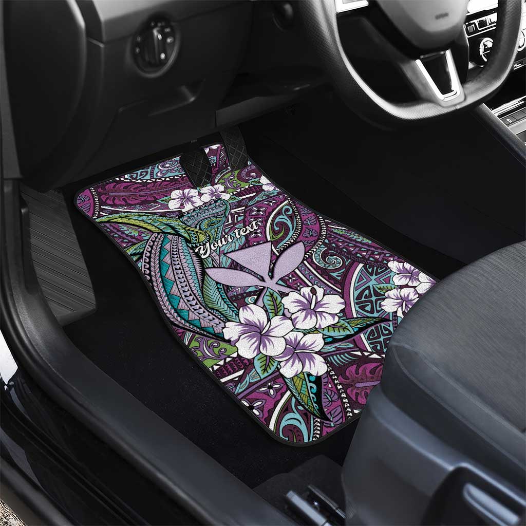 Personalised Hawaii Tribal Humpback Whale Car Mats Poni Hibiscus Seamless Pattern