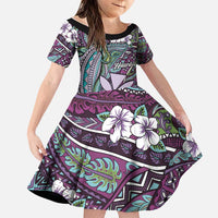 Personalised Hawaii Tribal Humpback Whale Family Matching Long Sleeve Bodycon Dress and Hawaiian Shirt Poni Hibiscus Seamless Pattern