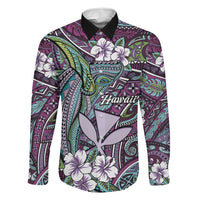 Personalised Hawaii Tribal Humpback Whale Family Matching Off The Shoulder Long Sleeve Dress and Hawaiian Shirt Poni Hibiscus Seamless Pattern