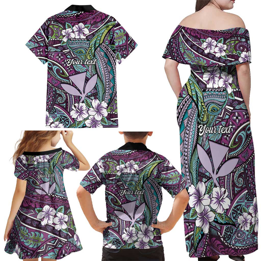 Personalised Hawaii Tribal Humpback Whale Family Matching Off Shoulder Maxi Dress and Hawaiian Shirt Poni Hibiscus Seamless Pattern LT9 - Polynesian Pride