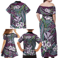 Personalised Hawaii Tribal Humpback Whale Family Matching Off Shoulder Maxi Dress and Hawaiian Shirt Poni Hibiscus Seamless Pattern LT9 - Polynesian Pride