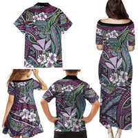 Personalised Hawaii Tribal Humpback Whale Family Matching Puletasi and Hawaiian Shirt Poni Hibiscus Seamless Pattern LT9 - Polynesian Pride