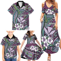 Personalised Hawaii Tribal Humpback Whale Family Matching Summer Maxi Dress and Hawaiian Shirt Poni Hibiscus Seamless Pattern LT9 - Polynesian Pride