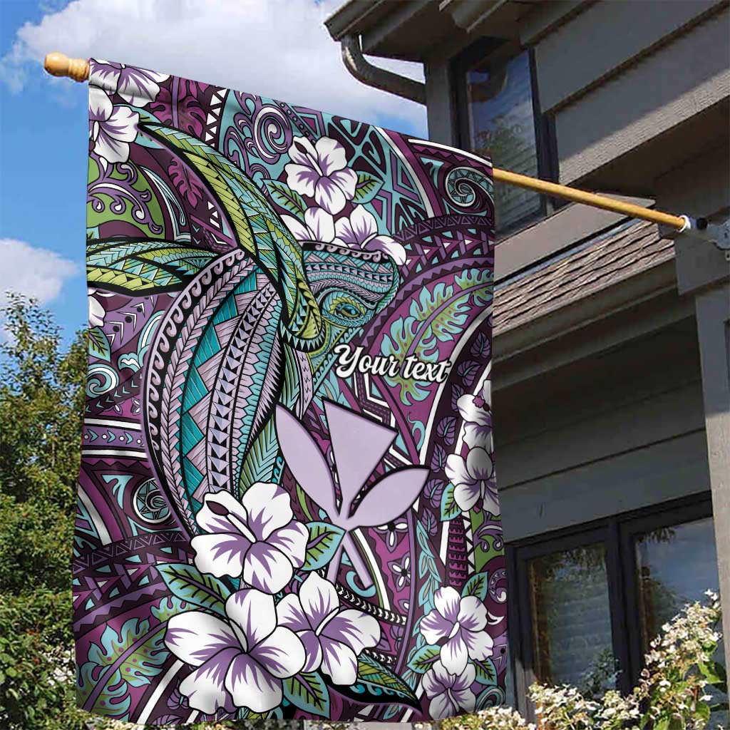 Personalised Hawaii Tribal Humpback Whale Garden Flag Poni Hibiscus Seamless Pattern