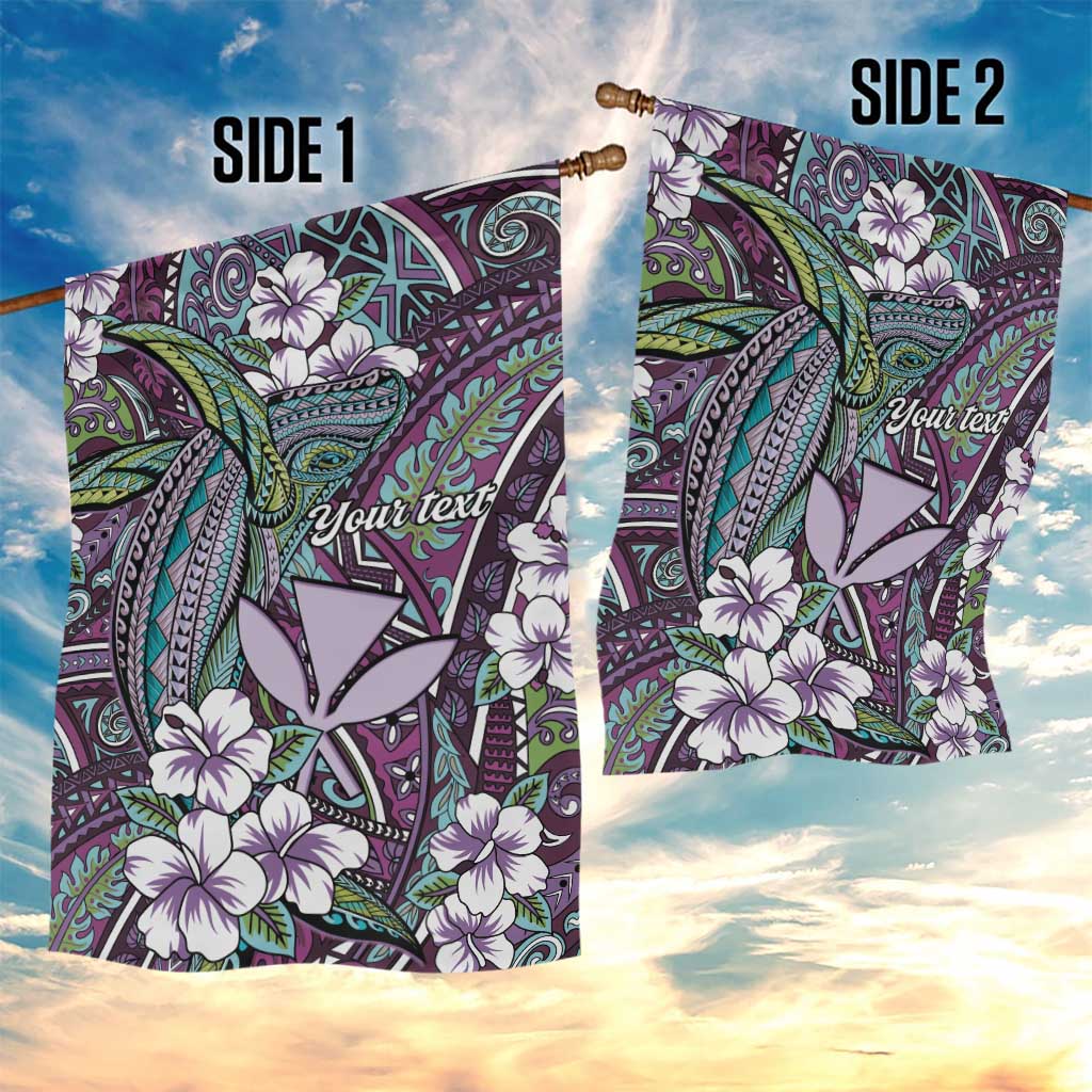 Personalised Hawaii Tribal Humpback Whale Garden Flag Poni Hibiscus Seamless Pattern