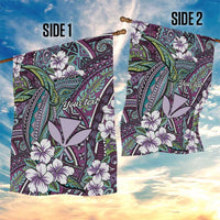 Personalised Hawaii Tribal Humpback Whale Garden Flag Poni Hibiscus Seamless Pattern