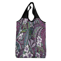 Personalised Hawaii Tribal Humpback Whale Grocery Bag Poni Hibiscus Seamless Pattern