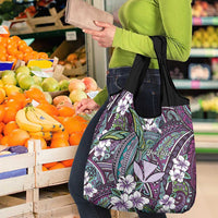 Personalised Hawaii Tribal Humpback Whale Grocery Bag Poni Hibiscus Seamless Pattern