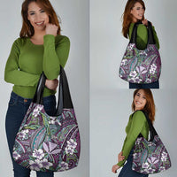 Personalised Hawaii Tribal Humpback Whale Grocery Bag Poni Hibiscus Seamless Pattern
