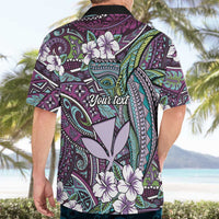 Personalised Hawaii Tribal Humpback Whale Hawaiian Shirt Poni Hibiscus Seamless Pattern