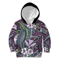 Personalised Hawaii Tribal Humpback Whale Kid Hoodie Poni Hibiscus Seamless Pattern LT9 Hoodie Purple - Polynesian Pride