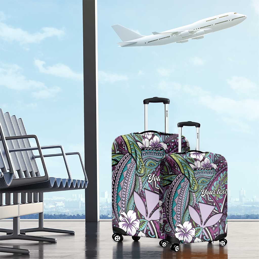 Personalised Hawaii Tribal Humpback Whale Luggage Cover Poni Hibiscus Seamless Pattern