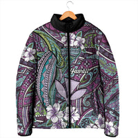 Personalised Hawaii Tribal Humpback Whale Padded Jacket Poni Hibiscus Seamless Pattern